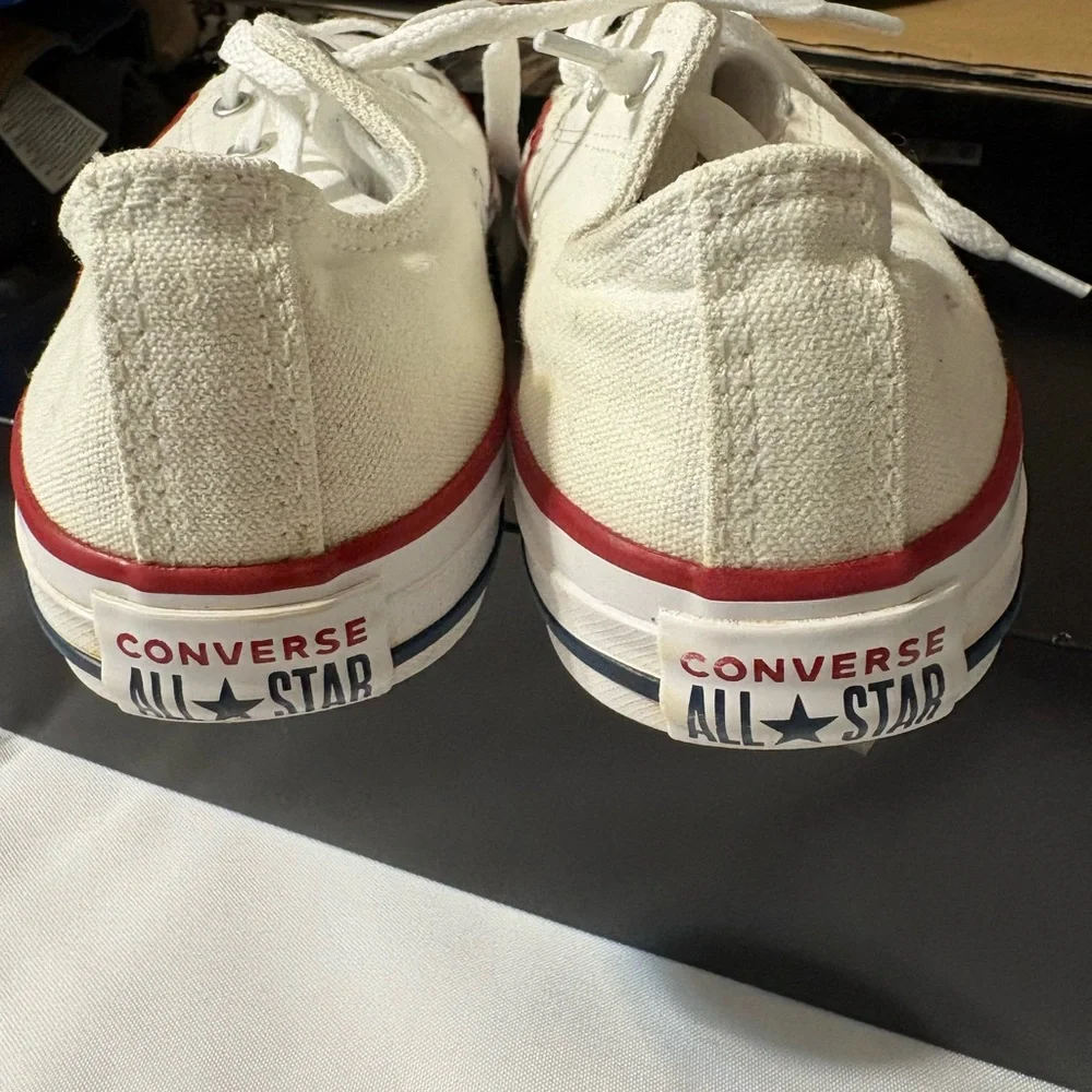 Converse All Star Sneakers Youth Size 3‎ tennis shoe white red trim low top